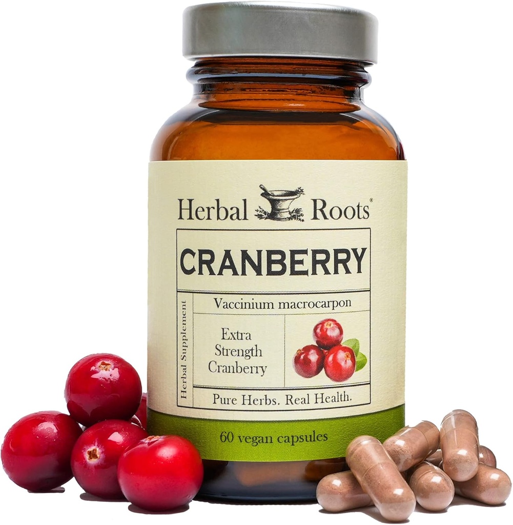 Herbal Roots Extra Strength Cranberry Pills for Women &amp; Men with Organic Nettle ¦ Urinary Tract Health ← 60 Vegan Capsules
