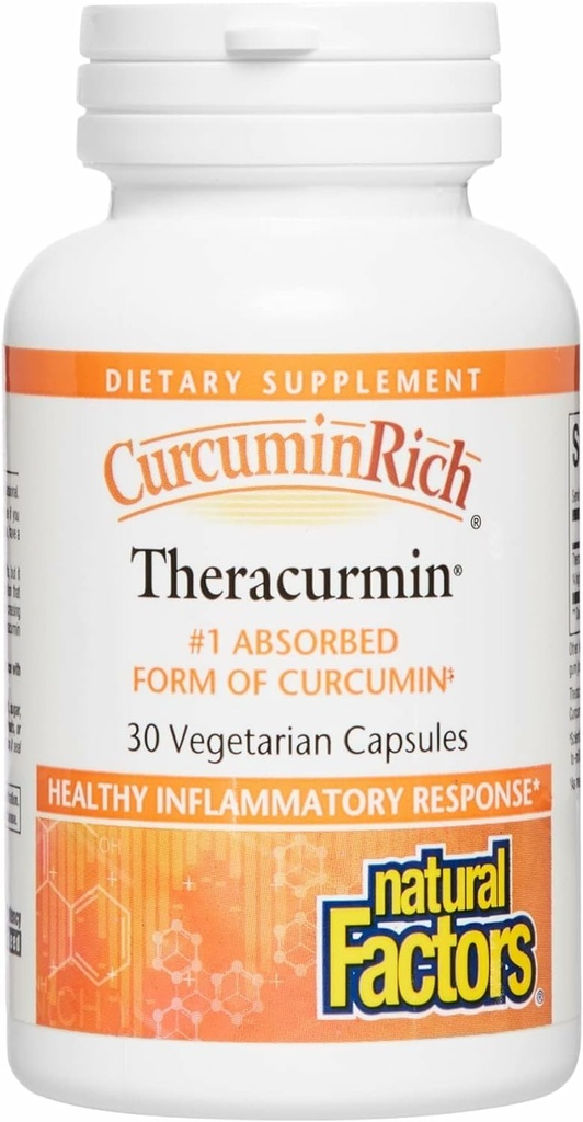Factores naturales, CurcuminRich Theracurmin, 30 mg, Formulado para Absorción Superior, 30 Cuenta (Pack of 1)