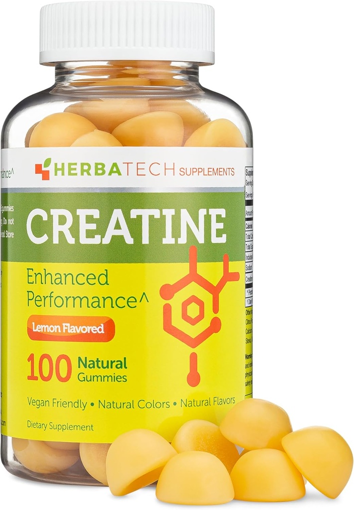Cretina Monohydrate Gummies para Hombres y Mujeres (100 Conde, Gran Botella Tamaño, 5,000 mg) Natural Chew Bulk Size Made in The USA