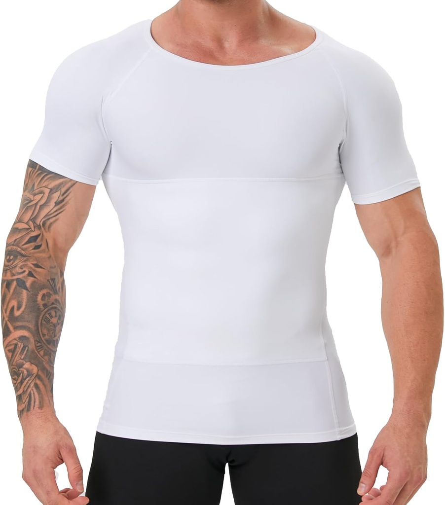 Hombres de afeitado corporal, Compresión de afeitado Vest Slimming Undershirt Tank Top, Tummy Control Chest, Hide Gynecomastia