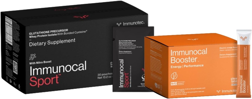 Inmunocal Sport Bundle Sport y Booster Energy Performance - Glutathione Precursor con Whey Protein Isolate & Nrf2 Activator