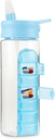 MARS WELLNESS 24 Unce Water Bottle with Slideout Pill Box, Daily Organizer - 7 Day Medicine Holder, Easy Slide Out Pill Container, Popup Straw for Hydration