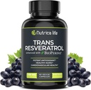 Trans Resveratrol Suplemento 500mg Potent Anti Aging Fórmula, potente antioxidante para la salud celular del corazón, suplementos de Booster cerebral con bioperina, 60 cápsulas veganas