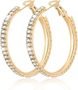 Big Large 925 Pendientes de aro de plata para mujeres Pave Crystal 14k Aros de oro platinado Pendiente para mujer Thin Zirconia espeluznante Declaración de la joyería de Rhinestone Non Tarnish Hypoallergenic