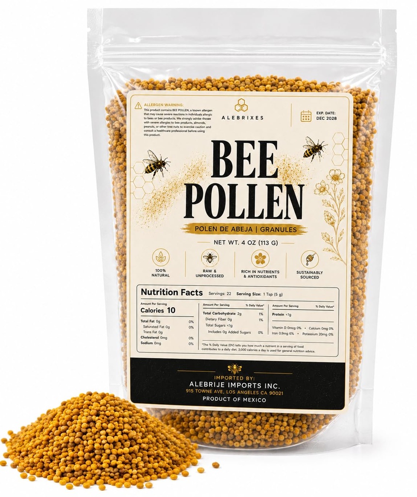 Silencio Pure Bee Pollen 4oz (113g) duración 100% Bee Pollen Granules  Polen de Abeja 100% Natural ← Todo Natural Suplemento.