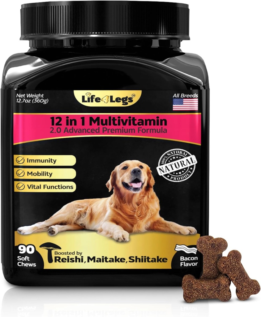 Soft Chews Dog Vitaminas & Suplementos - Dog Multivitamin - Hemp Oil Glucosamine Chondroitin Hip and Joint Support Health, Skin & Coat, Digestion & Immune Booster, Heart, Probiotics