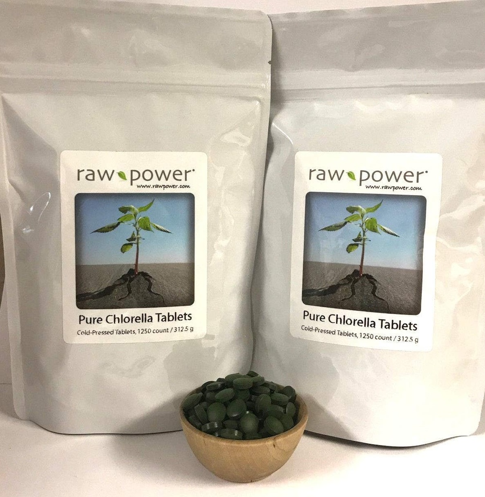Raw Power Chlorella Tablets (2500 Conde, 625g), Cold-Presed, 100% crudo y puro, de Orgánicos