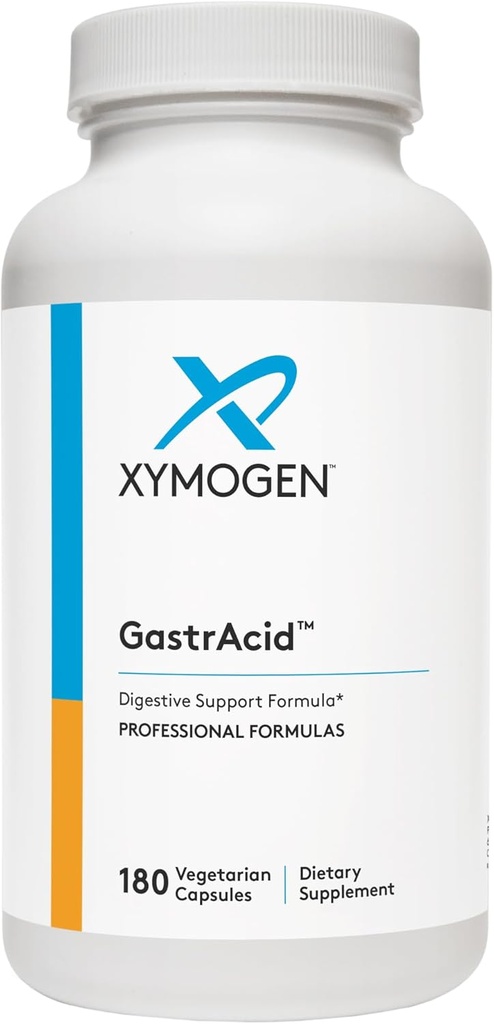 XYMOGEN GastrAcid - Betaine HCl with Pepsin, L-Glutamic Acid + Gentian Root Digestive Bitters to Support Digestion, Nutrient Absorption + Healthy Gastric pH - Gut Health Supplement (180 cápsulas)