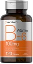 Horbaach Vitamin B6 100mg | 120 Tablets | Pyridoxine HCl | Vegetarian, Non-GMO & Gluten Free Supplement
