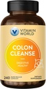 Vitamina World Colon Cleanse - 240 cápsulas, Gut Detox con Psyllium Husk, Senna, Probióticos, Fibra dietética &amp; Herbal Blend – Apoya el alivio del estreñimiento, Salud Digestiva & regularidad, Gluten-Free