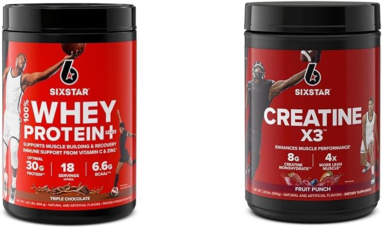 Serie Elite de 6 estrellas 100% Whey Protein Plus Triple Chocolate 1.8lbs US &amp; Creatine Powder Creatine X3 ← Creatine HCl + Creatine Monohydrate Powder