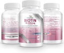 Biotina 10,000MCG capsules Crecimiento del cabello para Mujeres y Hombres - Vitamina B7 Pills - Suplemento de alta potencia para uñas de piel sana y trasplante de cabello
