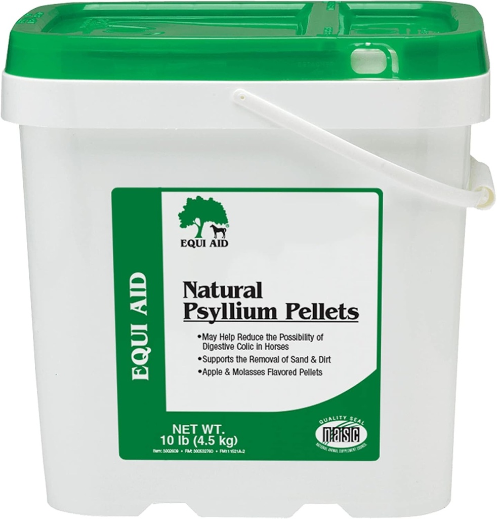 Farnam Equi Aid Natural Horse Psyllium Pellets Suplemento, apoya la eliminación de arena &amp; grieta del colon ventral, 10 libras, 32 Scoops