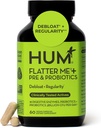 HUM Flatter Me Digestive Enzymes Plus Prebiotics & Probiotics, Digestive Health Bloating Supplement for Women &amp; Hombres, Fast Acting Anti Bloat Pills Multi Enzyme for Debloating, Vegan, 60 Capsules