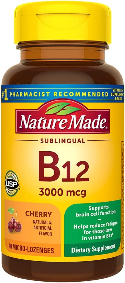 Nature Made Vitamina B-12 3000 MCG Sublingual, 40 Cuenta (Pack of 3)