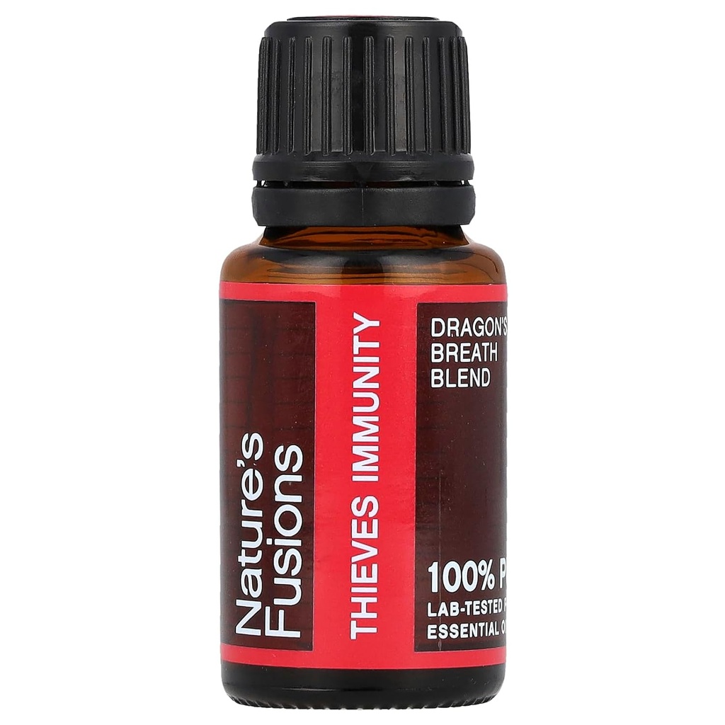 Fusiones de la naturaleza Immunity Thieves Oil Essential Oil Blend - 15 ml - Germ Fighter, Health Guard, Aceite Ratero - Dragon's Breath Protective - Clove, Lemon, Cinnamon, Eucalyptus, Peppermint, Oregano