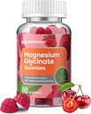 Magnesio Glycinate Gummies 400mg, Suplemento de Magnesio Libre de Azúcar w/Ashwagandha, Zinc, Magnesio Vegano Glycinate Suplemento para Adultos - 60 Gummies de Cereza