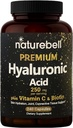 NatureBell Hialuronic Acid Suplementos 250mg tención 240 cápsulas, con Biotina 5000mcg &amp; Vitamina C 25mg, 3 en 1 Apoyo