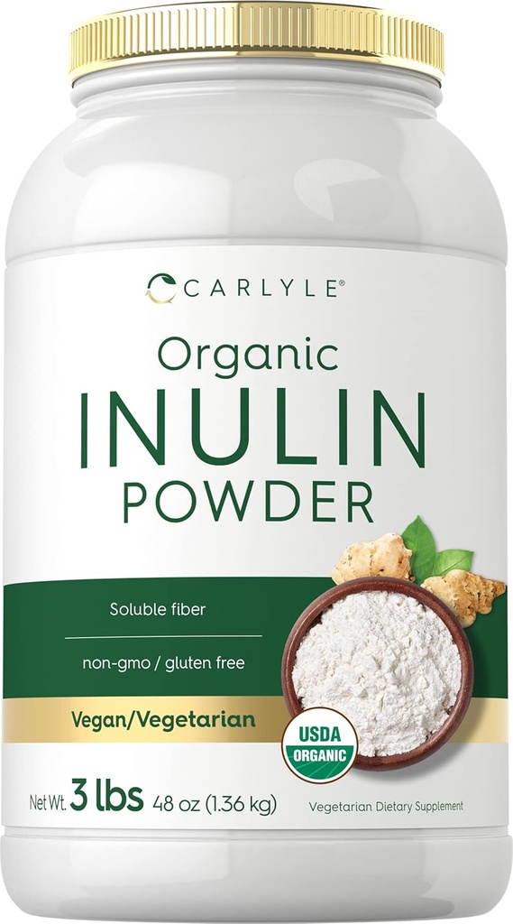 Carlyle Organic Inulin Powder 48oz ← Fibra Prebiótica de Jerusalén Artichoke Silencio Vegan, Vegetariano, No Gluten Suplemento Libre