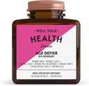 Soporte de piel anti-envejecimiento Suplemento Defierto de edad de salud con Amla orgánica, Cacao y Resveratrol de Uvas orgánicas - No GMO + Vegan (60 cápsulas)