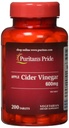 Puritan's Pride Apple Cider Vinegar 600 mg, Suplemento dietético vegetariano, 6 meses de suministro, 200 tabletas (Packing May Vary)
