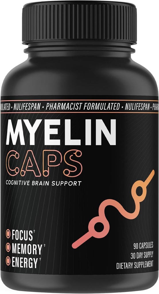 Myelin Caps, Brain Health Supplement, Focus Supplement " Brain Health with AlphaSize, Memory and Cognitive Function Support, Gluten-Free, Non-GMO (90 Capsules)