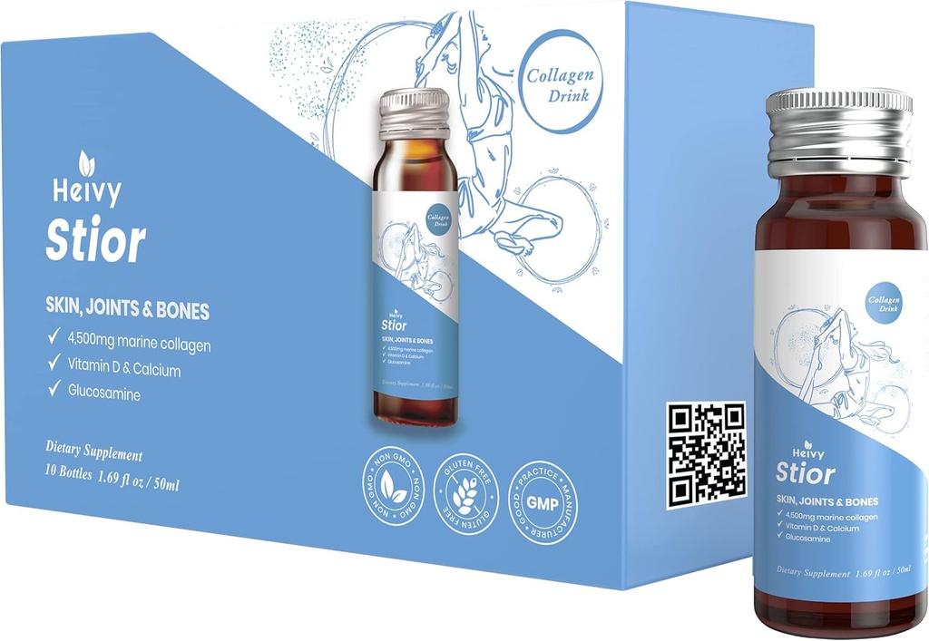 Heivy Marine Collagen Liquid, Collagen Drink, Marine Collagen, Liquid Collagen for Women for Hair Growth, Skin Repair, 1,69 Fl Oz (Pack of 10), Collagen Drink for Joints