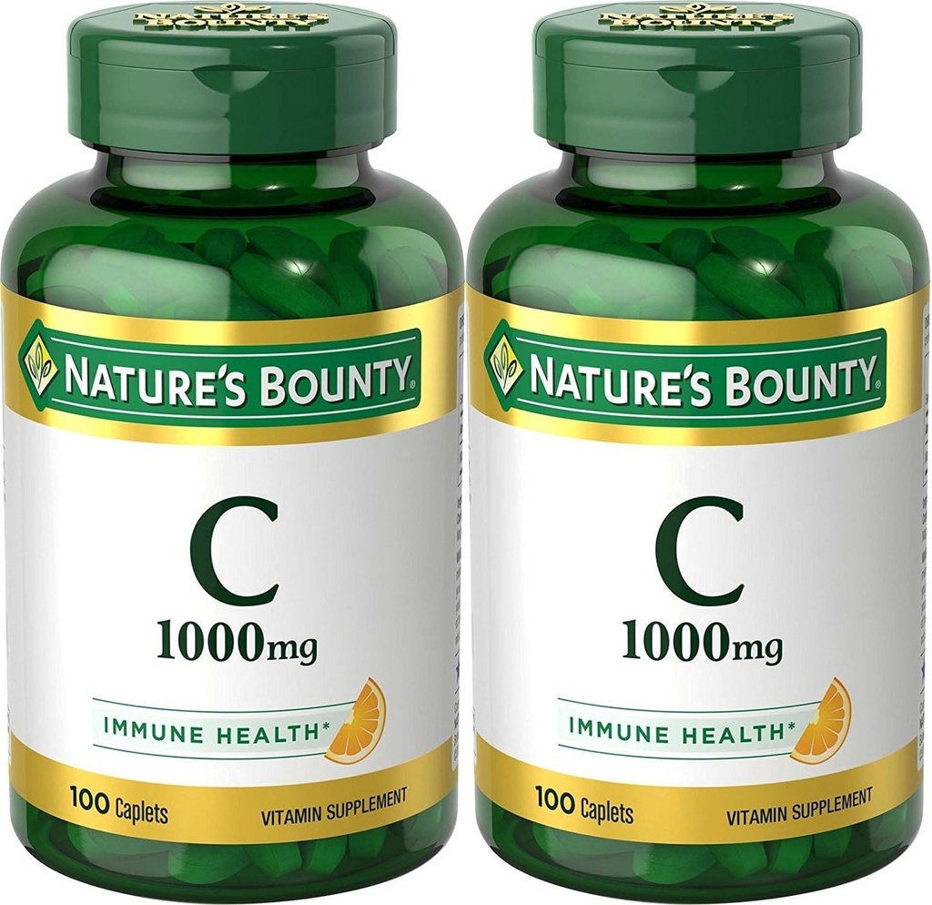 Bounty Vitamina C, 1000mg, apoya la salud inmune, 100 caplets (Pack of 2)
