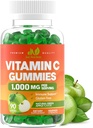Vitamina C Gummies 1000mg para Adultos &amp; Niños - Maximum Strength Chewable Immune Support, Collagen Support - Sour Green Apple Flavor - Gluten Free, Non-GMO, Vegetarian - 90 Gummies (30 Servimientos)