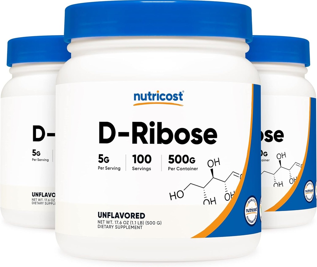 Nutricost D-Ribose Powder 500 Grams - 5000mg Por Serving, Non-GMO (500 G (3 Pack))