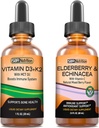 SBR Nutrition D3+K2 and Elderberry Bundle Vitamin D3K2 (MK7) Liquid Drops, Peppermint,1oz ← Elderberry &amp; Echinacea &amp; Vitamina C Liquid Drops, 2oz  durable Adults &amp; Kids ← Non-GMO, Gluten Free