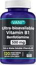 2 en 1 Fórmula mejorada: Vitamina B1 con Benfotiamina 500 mg, Suplemento Soluable en grasa de vitamina B-1, 500 mg - 120 cápsulas (1)