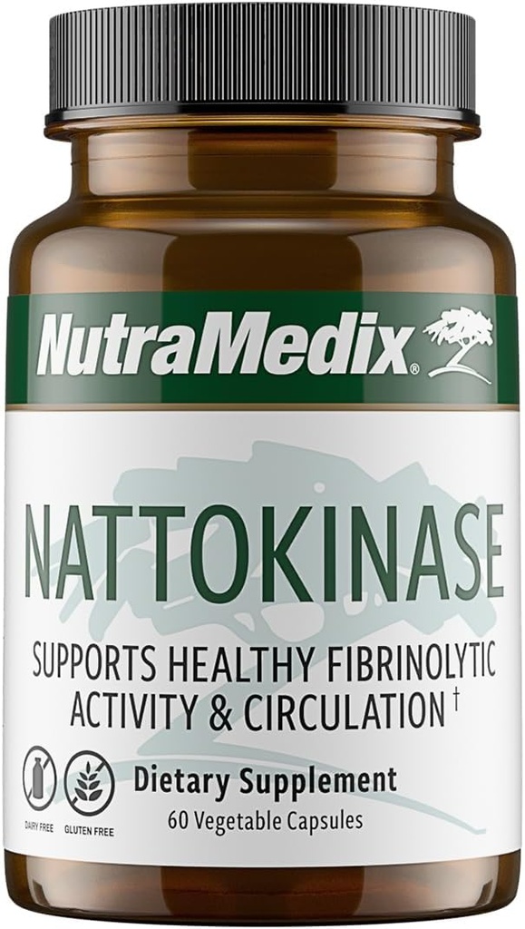 NutraMedix Nattokinase Suplemento - Nattokinase 2000 FU por Serving - Formulado para apoyar la salud cardíaca y la circulación saludable - Gluten + libre de lácteos (60 cápsulas)