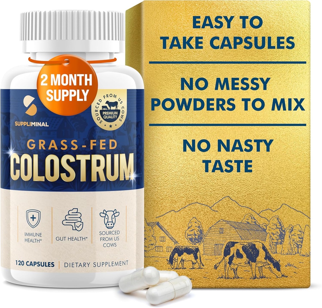 Colostrum Suplemento 2 Month Supply, Grass Fed Bovine Colostrum, Colostrum Powder Capsules