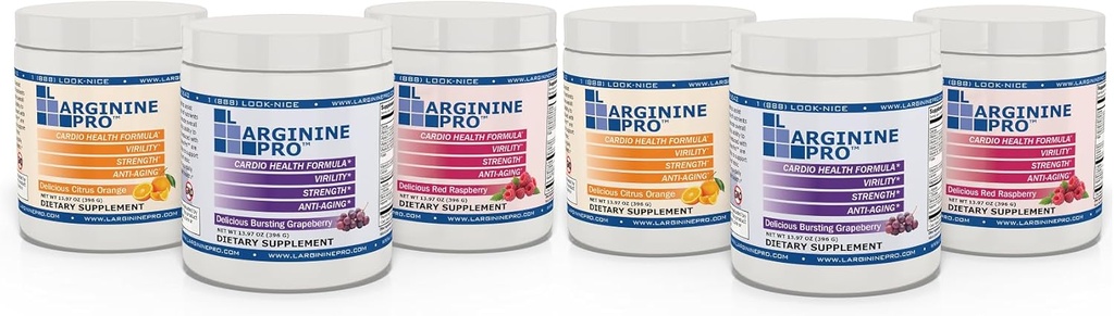L-ARGININE PRO Ø 5.500mg L-Arginine Plus L-Citrulline 1.100mg Raspberry, Orange &amp; Grape Powder Drink Mix Suplemento para aumentar la producción de óxido nítrico