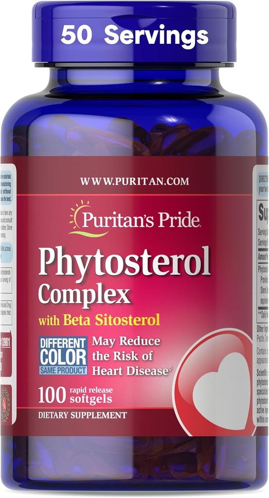 Pride de Puritan Premium Phytosterol Complejo 1000mg con Beta Sitosterol, Suplemento dietético para la salud cardíaca y suplemento de reducción de colesterol, 100 Rapid Release Softgels