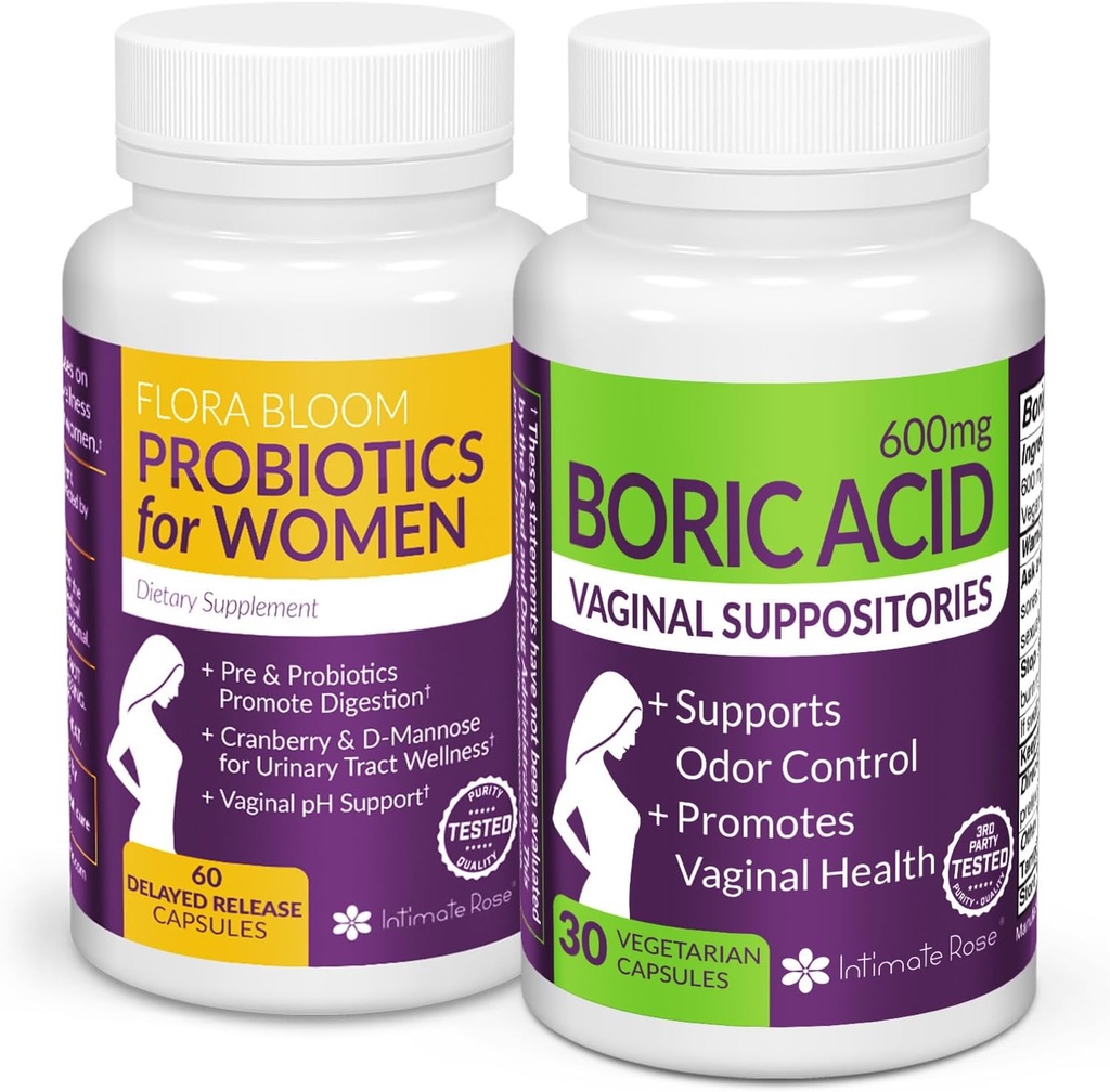 Save 10% on Feminine Wellness Bundle – Boric Acid Suppositories & Vaginal Probiotics for pH Balance & Intimate Care