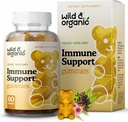 Wild &amp; Organic Immune Support Gummies - Elderberry 1000mg &amp; Vitamin C 500mg - Natural Immune Support Supplement - Vegan Immunity Gummies with Vitamin C D Zinc - 60 Count