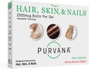 Wellgenix Purvana Hair, Skin, and Nails Vitamina - 2500mcg Biotin, Folic Acid, DMAE, Grape Seed Extract - One a Day Softgels - PCOS & Postpartum Hair Loss Support - (30 Count)