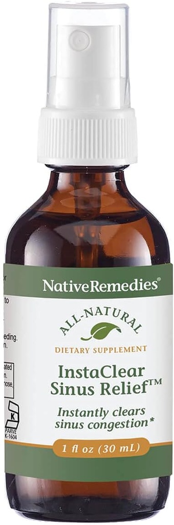 Remedios nativos InstaClear Sinus Relief - All Natural Herbal Supplement for Clear, Healthy Sinuses During Colds, Allergies or Hay Fever - 29 ml