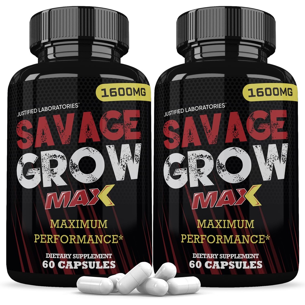 Laboratorios justificados (2 Pack Savage Grow Max 1600MG Advanced Men's Heath Formula 120 Capsules