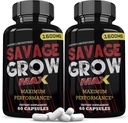 Laboratorios justificados (2 Pack Savage Grow Max 1600MG Advanced Men's Heath Formula 120 Capsules