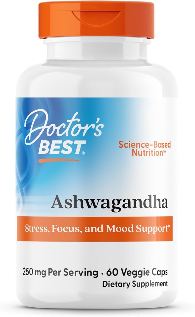 Mejor Ashwagandha del médico con Sensoril, Herb ayurvédico, Extracto de Withania somnifera estandarizada, Probada clínicamente para apoyar el foco mental, Salud cardiovascular y energía sana, 125 mg, 60 Conde