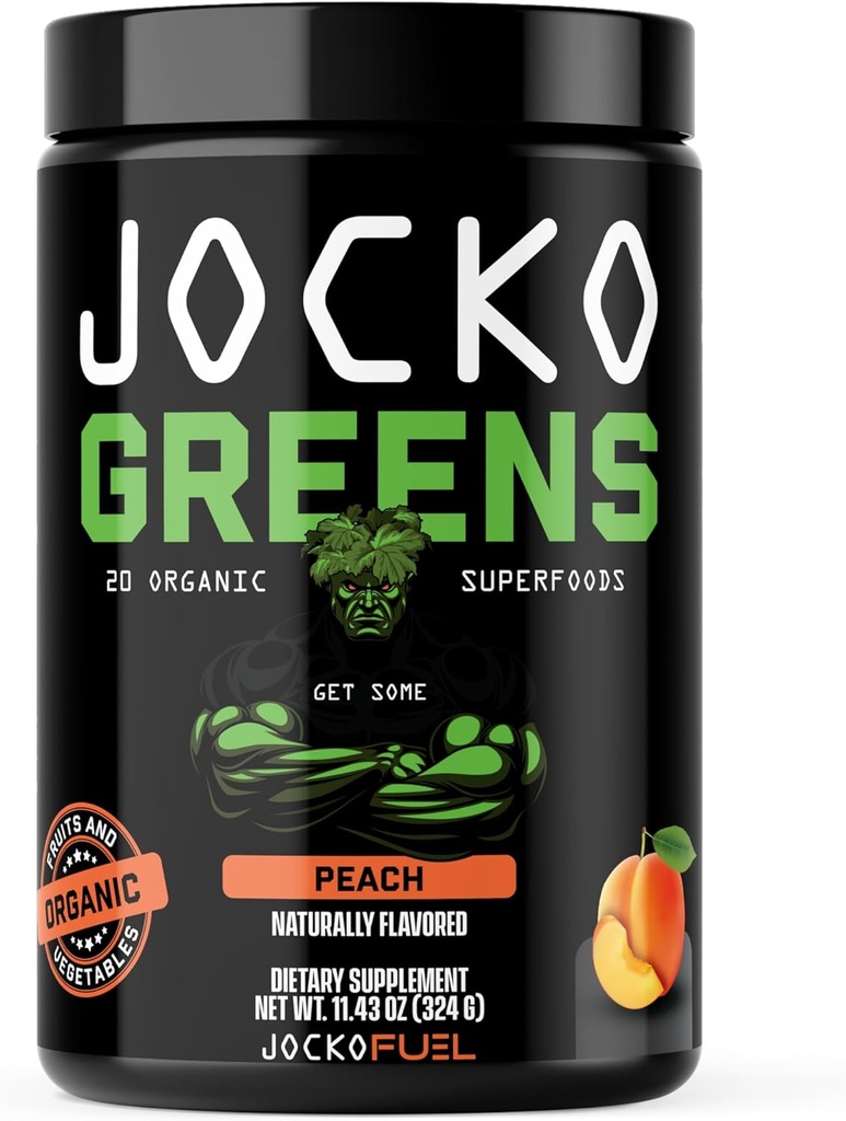 Jocko Fuel Daily Greens Powder - Premium Organic Greens Superfood Powder for Gut Health, Digestion, Bloating, Immune Support with Spirulina, Chlorella, Digestive Enzymes, " Probiotics - 30 Servings