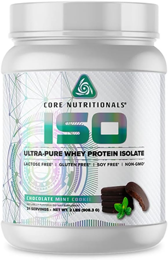 Nutriciones básicas Iso Whey Protein Isolate ← Lactose, Gluten, &amp; Soy Free TEN 100% Micro Filtrado, Cold Presionado Silencio 25g Protein ← 2 Pound (Chocolate Mint Cookie)