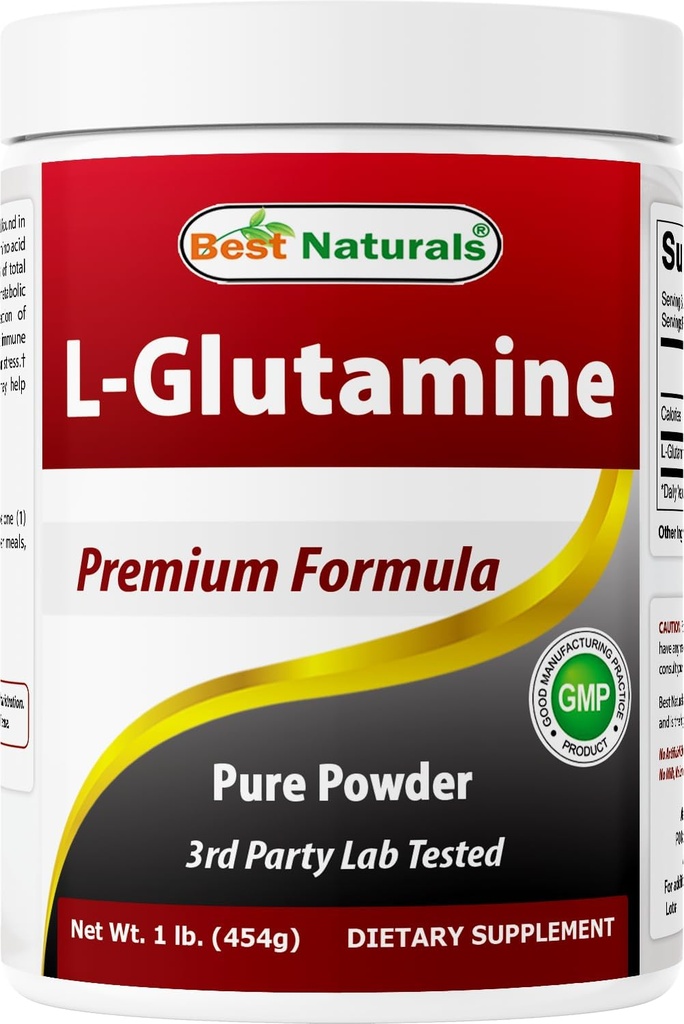 Mejores Naturales L-Glutamine Powder - 1 libra - 100% Puro y Forma Libre - Glutamine Recovery Powder - Clinically Proven Recovery Aid for Men and Women (817716014555)