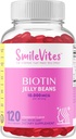 Heartland Pharma Biotin 10,000 MGC Jelly Beans ← Hair, Skin & Nails Support ← Vegan, Gluten-Free, Non-GMO & Kosher Friendly ← Strawberry Flavor ← 120 Count