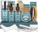 Beard Kit,Beard Grooming Kit para Hombres W/Straight Razor,2 PACK Beard Oil, Wash, Balm, Brush, Comb, Tijeras Mens Cumpleaños Regalos de Navidad para Hombres Boyfriend Husband Beard Trimming Shaving Kit