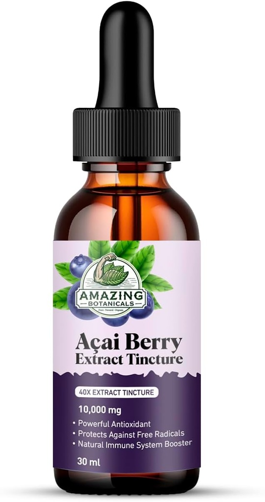 Increíble Botánicos Acai Berry Tintura 10,000 mg - 1oz - Premium Suplemento Antioxidante, Gran Adición a Sus Smoothies - 30ml