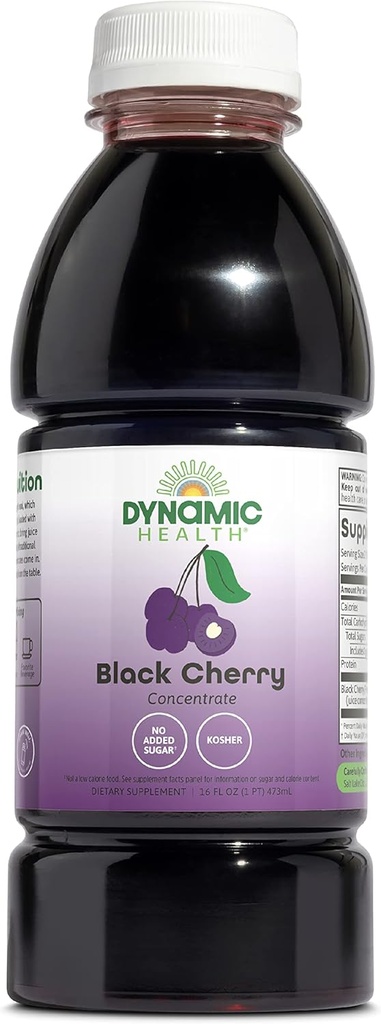 Salud Dinámica 100% Cereza Negra puro Concentrado de Jugo, No Aditivos, Suplemento Antioxidante, Urinary Tract &amp; Joint Support, 16 Fl oz